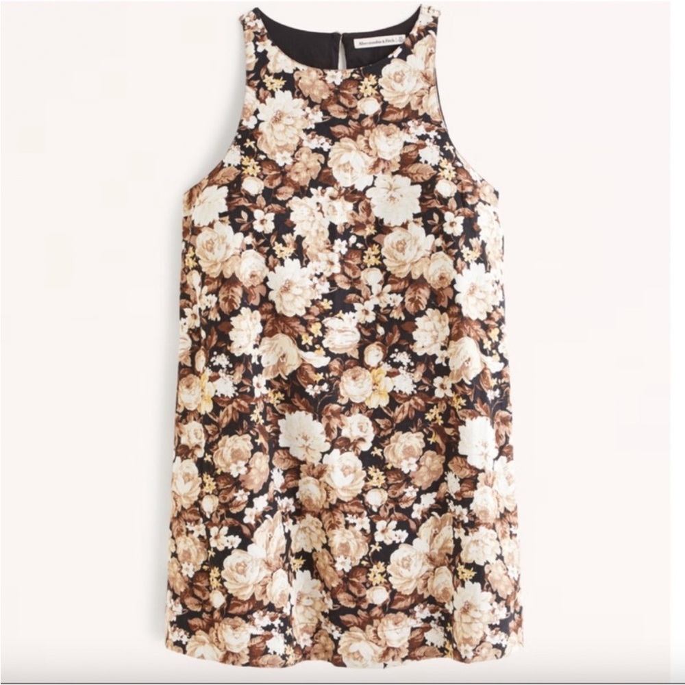 Abercrombie & Fitch High Neck Floral Linen Mini Dress